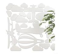 Acrylic Mirror Wall Sticker Featuring Airplane Hot Air Balloon and Cloud Theme for Decorative Use in Bedroom and Nursery Walls (silver)