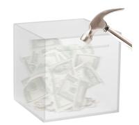 Acrylic Money Box - Unbreakable Savings Box, Secure Money Saving Box | Unopenable Cash and Coin Saving Holder, Savings Jar Cash and Coin with a Small Opening for Boys, Girls & Teens