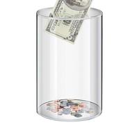 Acrylic Money Saving Box - Clear Round Money Box for Goal Tracking, Transparent SavingBox with Non Opening Security Design & Coin Slot for Kids Girls, Boys, Kids and Children