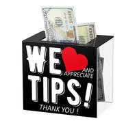 Acrylic Money Storage Container 6x4x5 Inch Tip Collection Box for Events and Fundraising