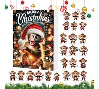 Acrylic Monkey Decoration - 24 Piece 2D Acrylic Christmas Counter Monkey Pendant Jewellery - Holiday Party Accessories For Thanksgiving Birthday Apartment Room School Office