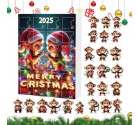 Acrylic Monkey Decoration Advent Calendar - 24 Piece 2D Acrylic Hanging Advent Calendar - Holiday Party Accessories For Thanksgiving Birthday Apartment Room School Office