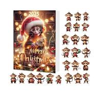 Acrylic Monkey Ornament 24 Pieces 2D Christmas Tree Decoration Countdown Festive Party Decoration for Thanksgiving Birthday Home School Office