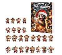 Acrylic Monkey Ornament , 24 Pieces, 2D Cute Monkey Christmas Tree Decoration, Decoration for Office, Party, School, Home, Classroom