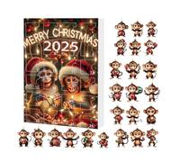 Acrylic Monkey Ornament | 2D 24 Pieces Christmas Counting Calendar Monkey Jewellery - Decoration for Office Party School Home Classroom