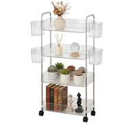 Acrylic Multi-Layer Trolley Cart with Wheels - Versatile rage for Kitchen Bathroom Salon Office Laundry Makeup Dorm Bedroom Pantry and Crafts