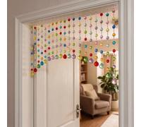 Acrylic Multicolor Beaded Door Curtain, Self-Adhesive Door String Beads Curtains for Doorways Hippie Window Closet Door Way Bead Hangings Curtain Arched Bedroom Hallway String Curtains(20 Strings)