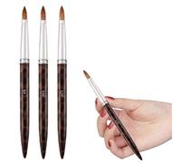 Acrylic Nail Brush,3Pcs Handle Acrylic Brushes for Flawless,Nail Art Professional Size 8/12/14 Nail Brushes for Acrylic Powder, Acrylic Nail Extension & Manicure Design