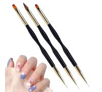 Acrylic Nail Brush Set - 6.7" Tip Pen Precision Resin Grip Brush Function Paint Accessory with Smooth Bristles | 3 Count Pair Pack