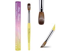 Acrylic Nail Brush Size 14, 100% Pure Kolinsky Nail Brush for Acrylic Application, Professional Nail Extension Manicure Tool Nail Drawing Pen for DIY Home Salon(Yellow)