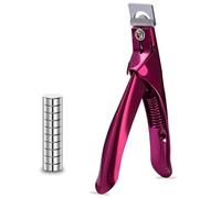 Acrylic Nail Cutter with Magnet Sizer & Length Measurement,Adjustable Stainless Nail Trimmer for Salon Home Nail Art, Professional Nail Clippers for Precise Manicures(Violet Red)