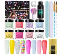 Acrylic Nail Kit - 8 Colours Cover Acrylic Powder And Liquid Set With Tools - Nail Kit Acrylic Set For Beginners - Glitter Pink Yellow Blue Green Red Purple Acrylic Nail Extension Kits DIY Nail Art