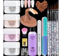 Acrylic Nail Kit Acrylic Powder - Large 30G Acrylic Nail Powder in 4 Colors - Nude Pink White Transparent - 75ML Acrylic Liquid and Practice Hand Finger with Replaceable Nai Tips