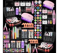 Acrylic Nail Kit for Beginners with Everything, 42Colors Glitter Acrylic Powder Monomer Liquid Nail Kit Set Professional Acrylic with Everything, Drill UV Light Practice Finger Nail Bag Organizer Case