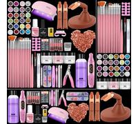 Acrylic Nail Kit for Beginners with Everything: Nail Acrylic Powder Liquid Set with 3PCS Practice Fingers Drill UV lamp - Nail Art Starter Kits in Pink Bag for Women Girl Home Salon DIY