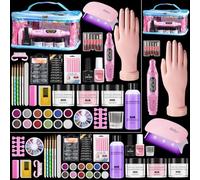 Acrylic Nail Kit for Beginners with Everything, Practice Hand & Storage Bag