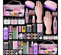 Acrylic Nail Kit for Beginners with Everything, Practice Hand & Storage Bag