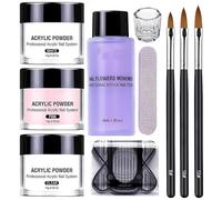 Acrylic Nail Kit - Nail Kit Acrylic Set - 3 Colors, Nail Art Brush, Forms, Glass Cup, File - Nails Extension Kit for Beginners - Quick Gel Extensions