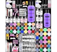 Acrylic Nail Kit with Everything for Beginners, Professional Nail Starter Kit with UV Light, Acrylic Powder and Liquid Monomer Set, Nail Glitter and DIY Nail Art Tools.