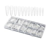 Acrylic Nail Shapes, Pack of 240 Clear Adhesive Tips, Art Model, Full Coverage Nail System Shape, for Artificial Nails for Home, Salon, Beauty and Personal