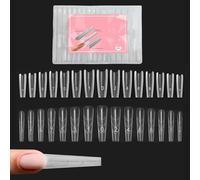 Acrylic Nails- 10.55 X 4.76 X 1.18in Nail Extensions, Crystal Nail | 240pcs Oval And Sandwich-Style Transparent Crystal Molds | Home Salon Manicure Beauty Fashion Personal Styling Kit