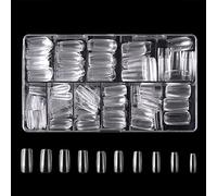Acrylic Nails Tips Long Almond Coffin Square Oval 500PCS Artificial False Nail Tip Full Cover 10Sizes Full Cover Length Natural For Set No C Clear For Professional