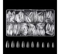 Acrylic Nails Tips Long Almond Coffin Square Oval 500PCS Artificial False Nail Tip Full Cover 10Sizes Full Cover Length Natural for Set No C Clear