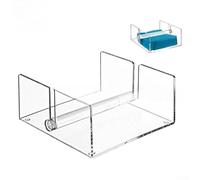Acrylic Napkin Holder, Clear Tissue Box Organizer with Central Weight Bar, High Capacity 17.8x17x9cm, Anti-Slip Rubber Pads - For Indoor Outdoor Dining