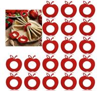 Acrylic Napkin Rings for Western-Style Dining Table Decor, Fruit-Shaped 7 cm Red Tableware Set for Hotel Restaurant Use, 20 Pack