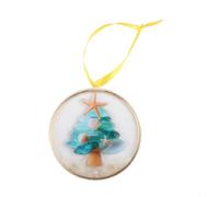 Acrylic Nativity Ornament Featuring Beach Theme Handcrafted Frosted Elements Seashells Starfish Golden Star Christmas Tree Hanging Blue 8cm for(C)