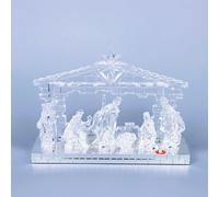 SHATCHI 30cm Christmas Pre-Lit LED Musical Nativity Scene Acrylic Sculpture Battery Operated Light Up Xmas Tabletop Home Decorations