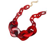 Acrylic Necklace - Fashionable Acrylic Tortoise Necklace for Women Resin Chain Geometric Pendant Thick Necklace Fashion Jewelry,marbled red,One size