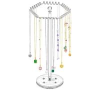 Acrylic Necklace Holder,Clear Rotating Jewelry Display Stand | Necklace Holder Hanger with 36 Hooks, Tall Display Tree Tower for Rings, Bracelets, Chain Storage