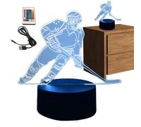 Acrylic Night Light - Ice Hockey Player Design with USB Touch Control | Features 16 Vibrant Colors to Change for The Perfect Mood | Ideal as a Bedside Reading lamp or Decorative Piece for bedrooms,