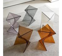 Acrylic Nightstand, Modern Simple Coffee Table,Stackable ,no Assembly Required,Corner Tables, Shoe (Size:40*40*43cm/15.7*15.7*16.9in,Color:b rownmilky white transparent smoky gray amberFive piece set)