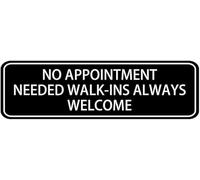 Acrylic No Appointment Needed Sign, Self-Adhesive for Hair Salon Front Doors, Beauty Clinic Reception Areas, Nail Spa Entrances, and Walk-in Medical Clinic Windows, 3x9 Inch.