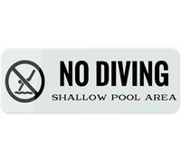Acrylic No Diving Sign - Shallow Pool Area Warning for Swimming Pools, Community Centers, and Hotels, Durable with Double Sided Tape, 3x9 Inch.
