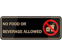 Acrylic No Food Or Beverage Allowed Sign for Home Study Rooms Office Computer Labs Library Reading Areas Museum Exhibits and Conference Room Doors 3x9 Inch.