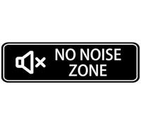 Acrylic No Noise Zone Sign, White on Black for Home Master Bedroom Doors, Office Boardroom Walls, and Library Quiet Reading Nook Areas, 3x9 Inch.