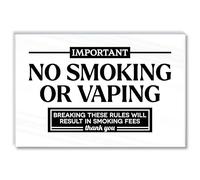 Acrylic No Smoking Sign Compatible with Airbnb Essentials for Hosts, 6x4 No Smoking or Vaping Sign for Air bnb Essentials, Rental Rules Smoke Fees Warning, Compatible with Airbnb Signs, Made in USA