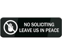 Acrylic No Soliciting Leave Us in Peace Sign, with Double-Sided Tape for Home Front Door Wooden Frames, Office Building Metal Entry Doors, and Business Storefront Aluminum Frames, 3x9 Inch.