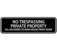 Acrylic No Trespassing Private Property Sign, for Home Delivery Entrance Gates, Office Building Loading Dock Security Doors, and Business Facility Service Entrances, 3x9 Inch.