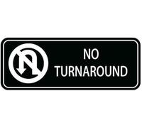 Acrylic No Turnaround Graphic Sign, Self-Adhesive for Home Garage Driveway Surfaces, Office Building Service Road Entry Gates, and Business Facility Logistics Zone Boundaries, 3x9 Inch.