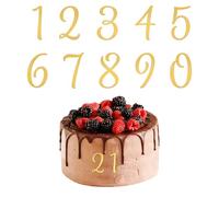 Acrylic Number Cake Topper 2 Inch Golden Acrylic Cake Numbers Topper DIY Cupcake Toppers with 0-9 Numbers Mirrored Gold Picks Gold Acrylic Cupcake Toppers for Birthday Party Wedding Supplies
