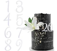 Acrylic Number Cake Topper Silver DIY Mirrored Cake Topper 0-9 Number Set Suitable for Wedding, Birthday, Party Decoration