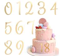 Acrylic Number Cake Toppers 0-9 Block Cake Numbers 3.5 Inch Glitter Gold Cake Decorations Cupcake Toppers for Birthday Wedding Baby Shower Party Supplies