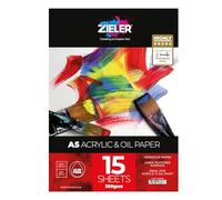 Acrylic & Oil Painting Pad - 300gsm, 15 Sheets - by Zieler® Linen Textured Surface & Acid Free. Ideal for Acrylic & Oil Painting. Made in UK (A5)