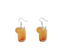 Acrylic Orange Juice Dangling Hook Earrings for Women Citrus Slice Cute Statement Fruit Foods Drink Lightweight Dangle Drop Sweet Summer Fun Jewelry Gifts Party Cocktail Accessories