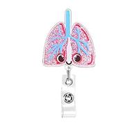 Acrylic Organ Themed Badge Heart Lung Reel Rotating Clip Holder Present for Doctors and Nurses Brooch