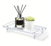 Acrylic Organizer Tray - Transparent Counter Holder, Decorative Display Stand | Non-Slip Storage Solution for Soap Candle Décor, Perfect Bathroom Dresser Kitchen Bathtub Coffee Table Setup
